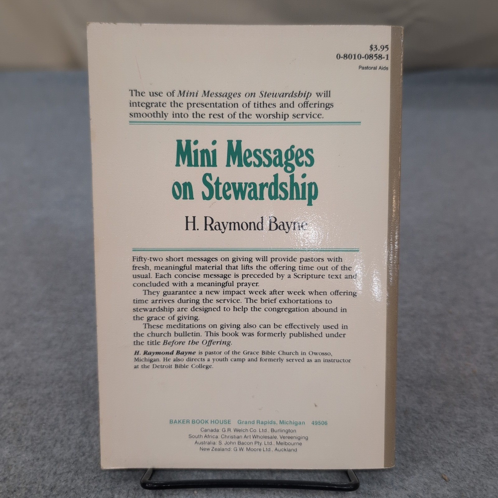Mini Messages on Stewardship H Raymond Bayne Baker Book House 1984 Paperback