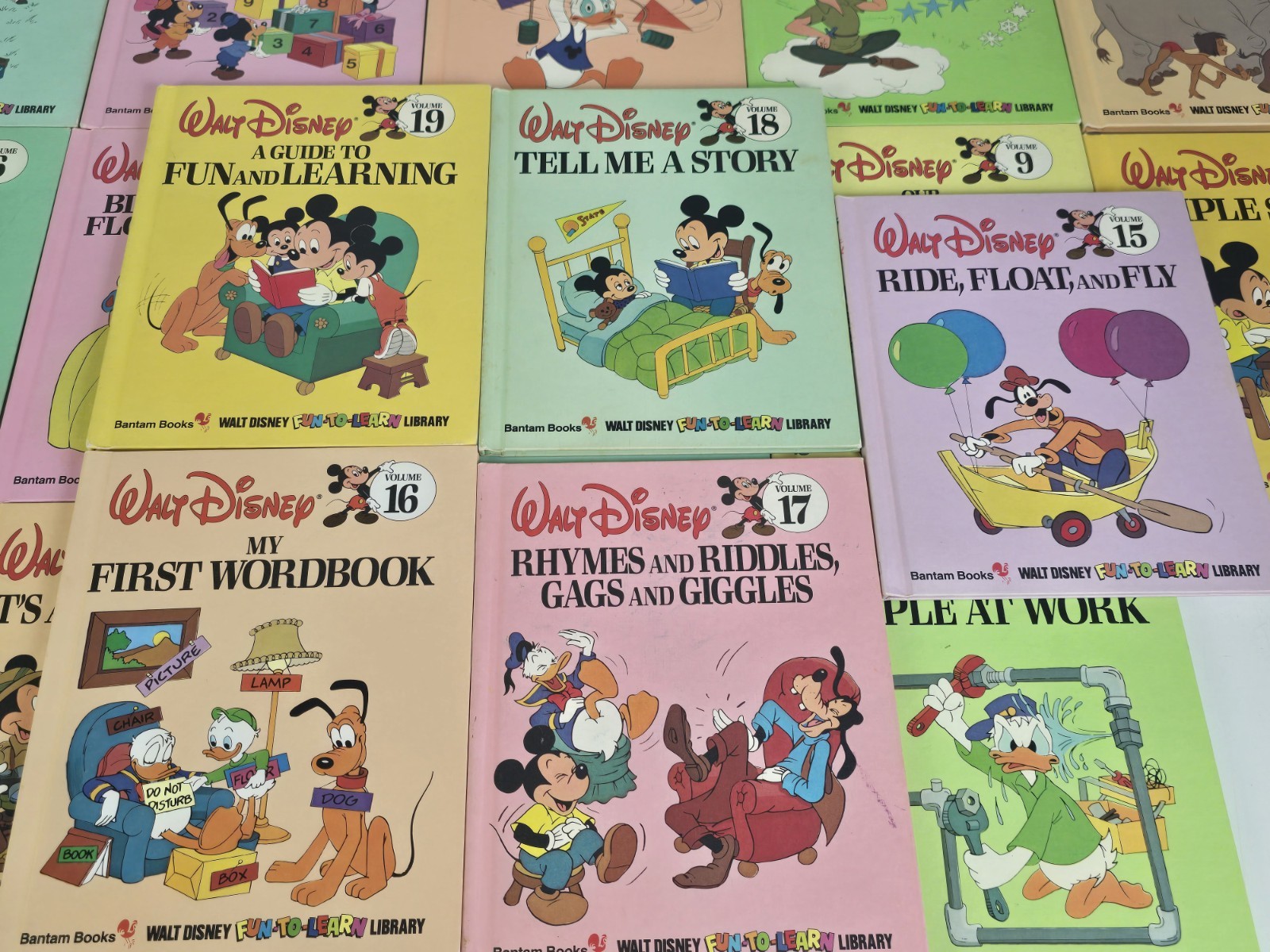 Walt Disney 1983 Fun-To-Learn Library Hardcover Book Set 1-19 Complete VGC