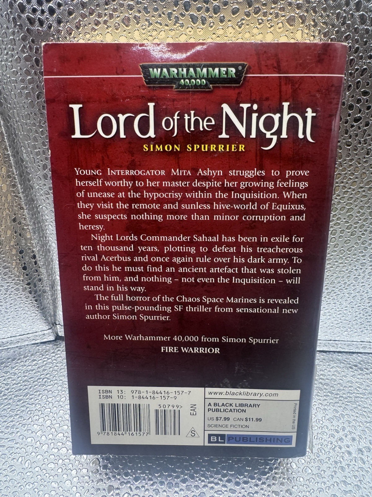 Warhammer 40K Lord of the Night Simon Spurrier PB Night Lords Black Library