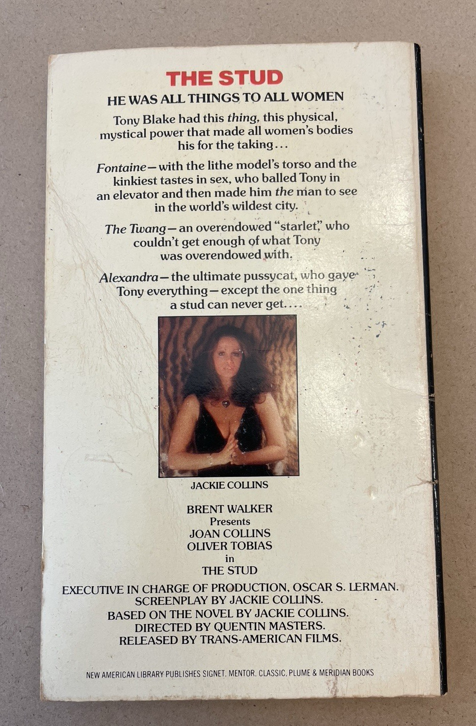 1978 The Stud by Jackie Collins Signet Book Paperback First Printing