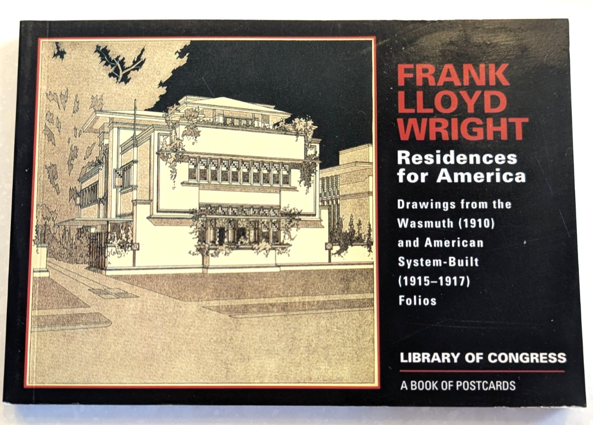 Frank Lloyd Wright: Residences for America Wasmuth Book of 30 Postcards 2006 NOS