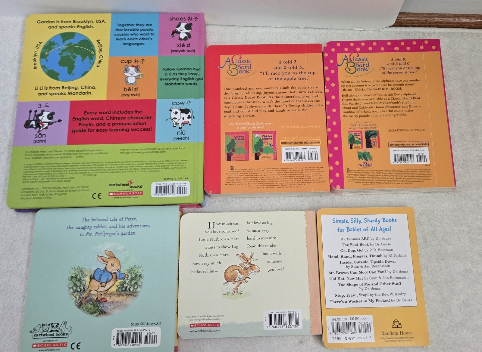 Lot of 6- Board Books for Children’s/ Kids/ Toddler Babies/Preschool/Daycare