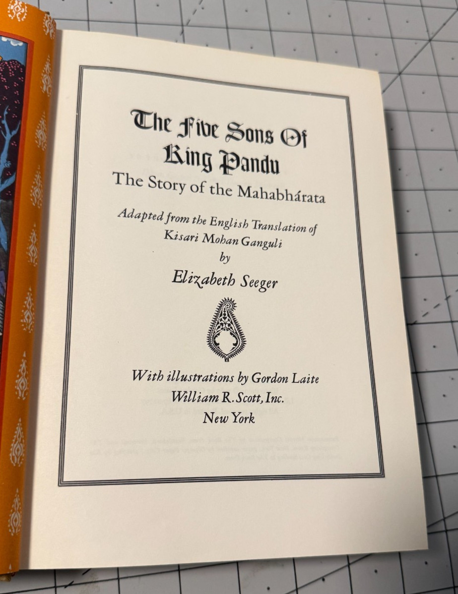 Five Sons of King Pandu Story of the Mahabharata Elizabeth Seeger Illustrated HC