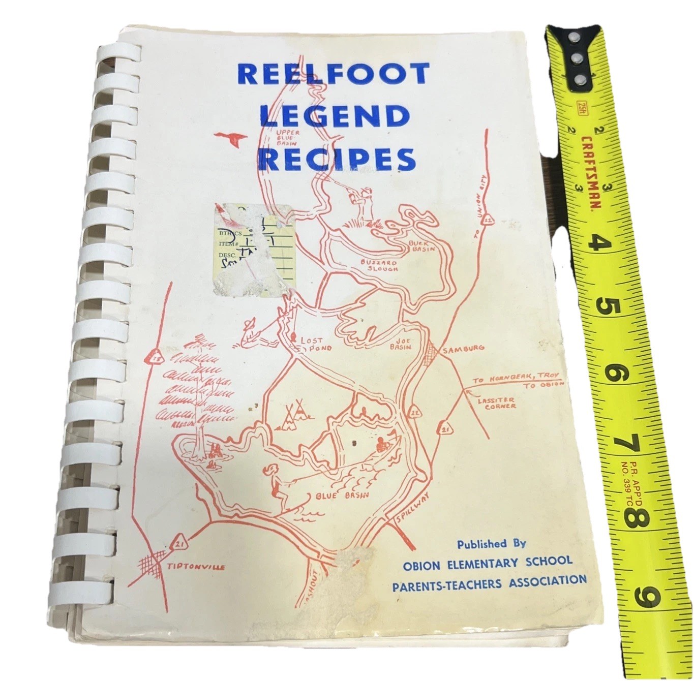 Vintage Reelfoot Legend Recipes Cookbook Obion Elementary PTA Map Cover Spiral