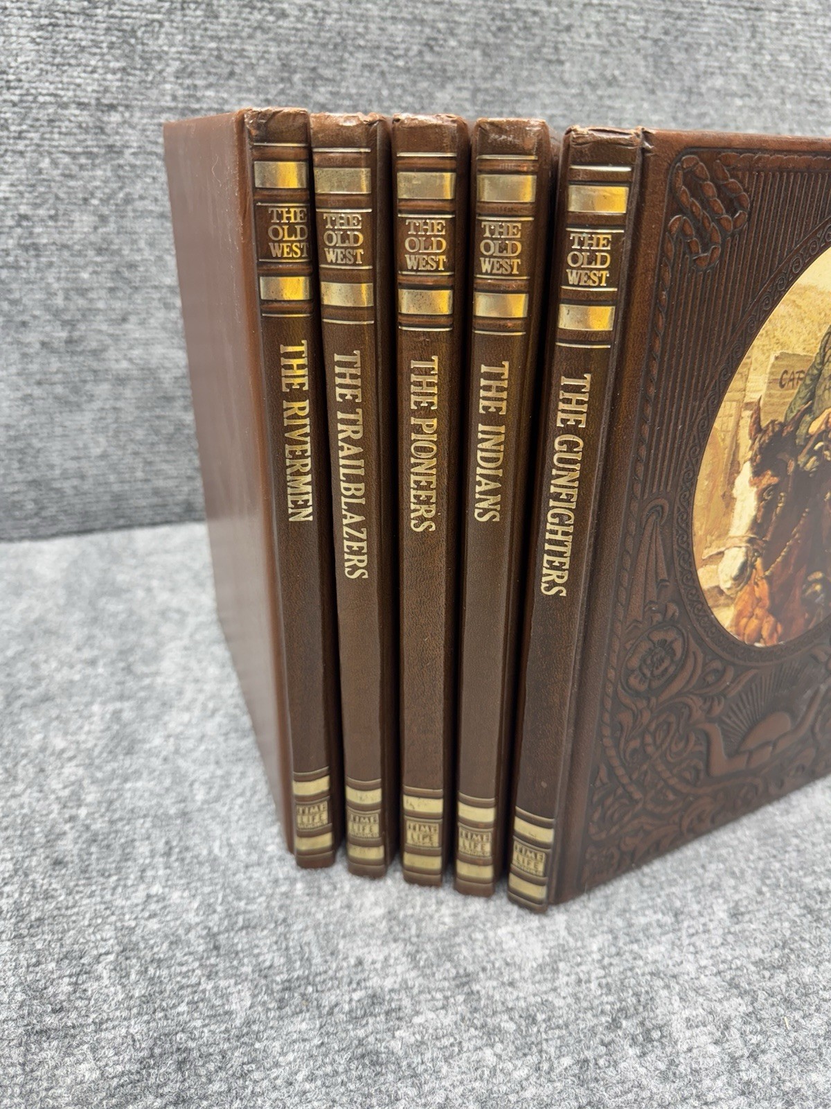 Time Life Books The Old West Series Brown Faux Leather – Lot Of 5 Books