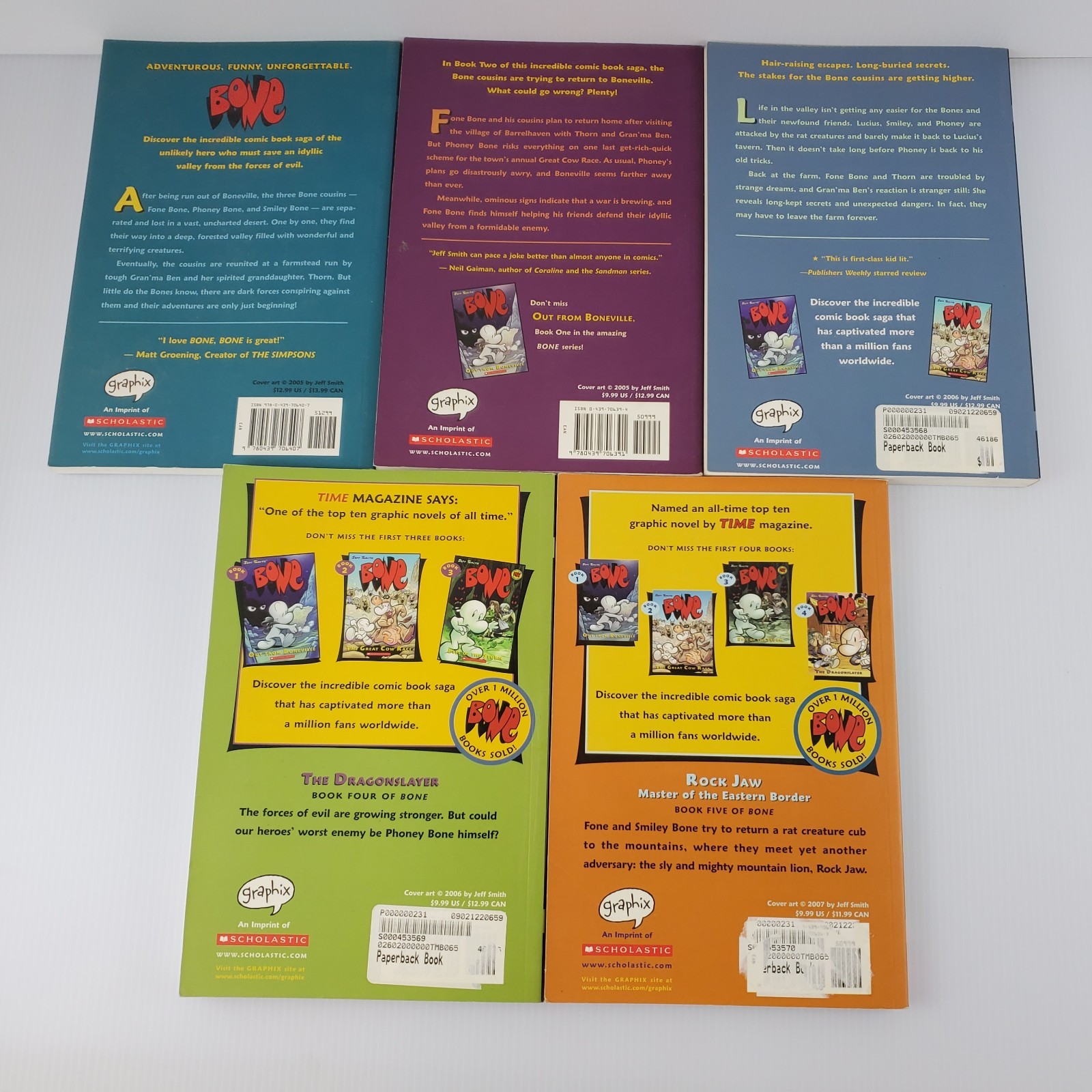 Jeff Smith Volumes 1-9 Bone Comic Series Graphix Scholastic Books Lot Graphic