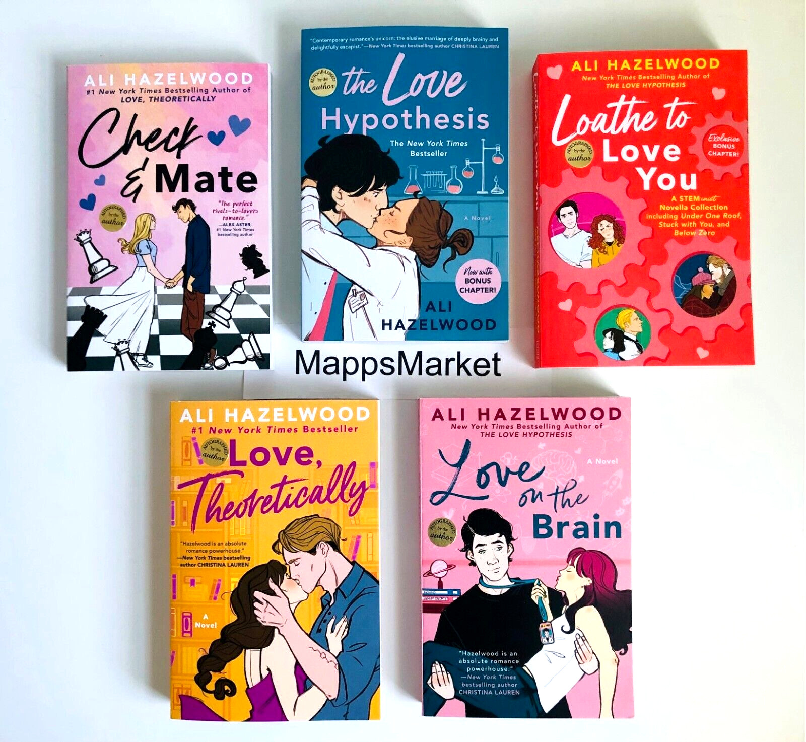 SIGNED by Ali Hazelwood 5-Book Bundle Love Hypothesis, Love on the Brain & more