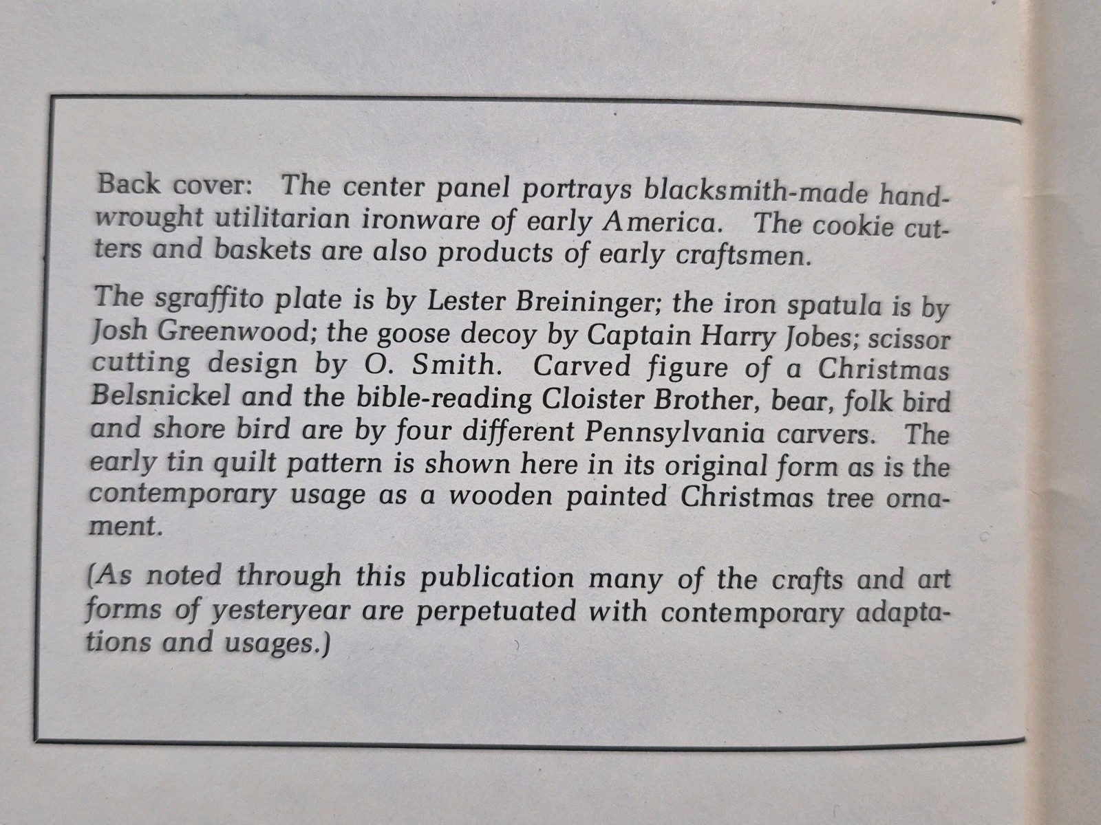 Contemporary Arts & Crafts; From A Heritage Of Antiquity 1978 E. L. Smith