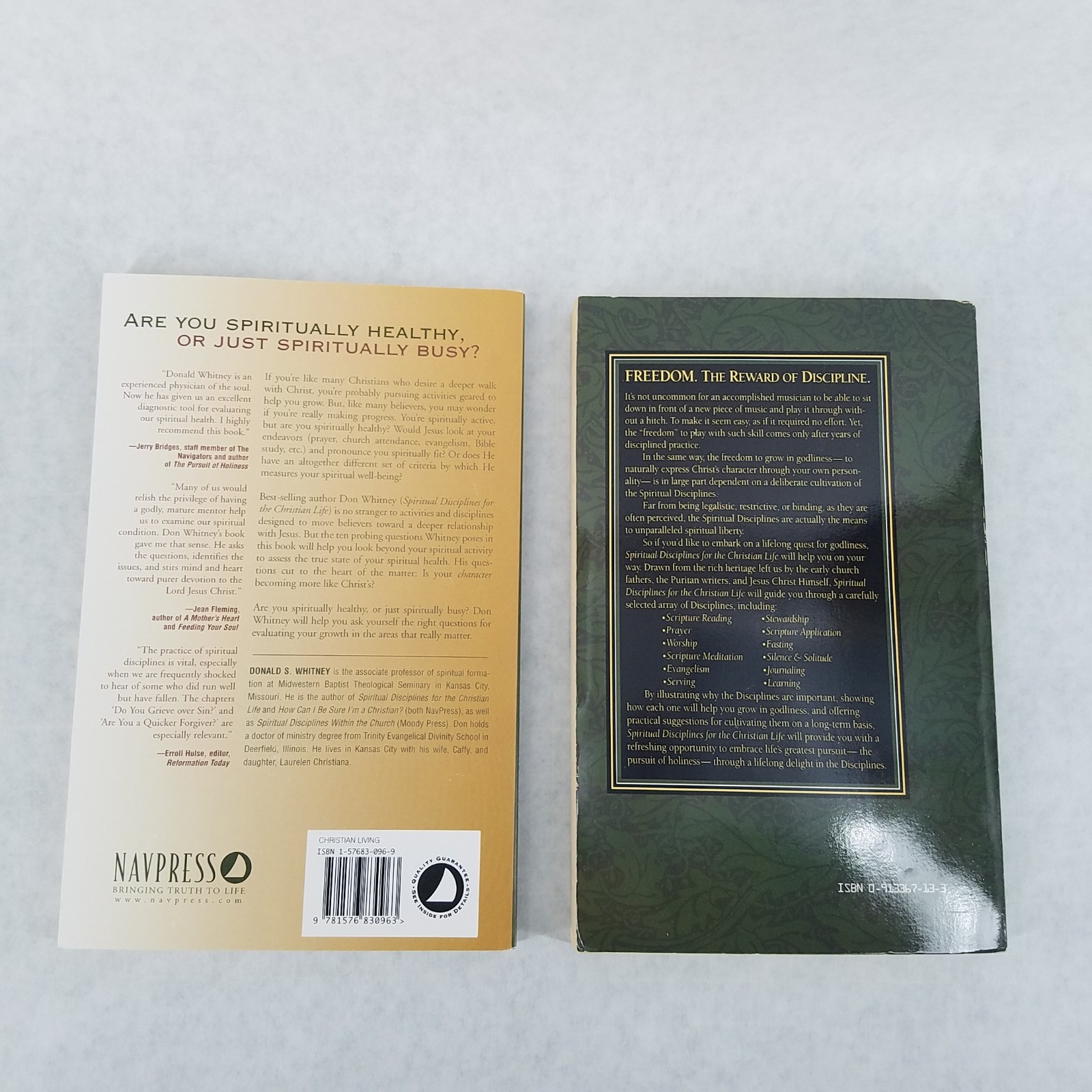 Donald S. Whitney Lot of 2 Softcovers – Spiritual Disciplines & Ten Questions