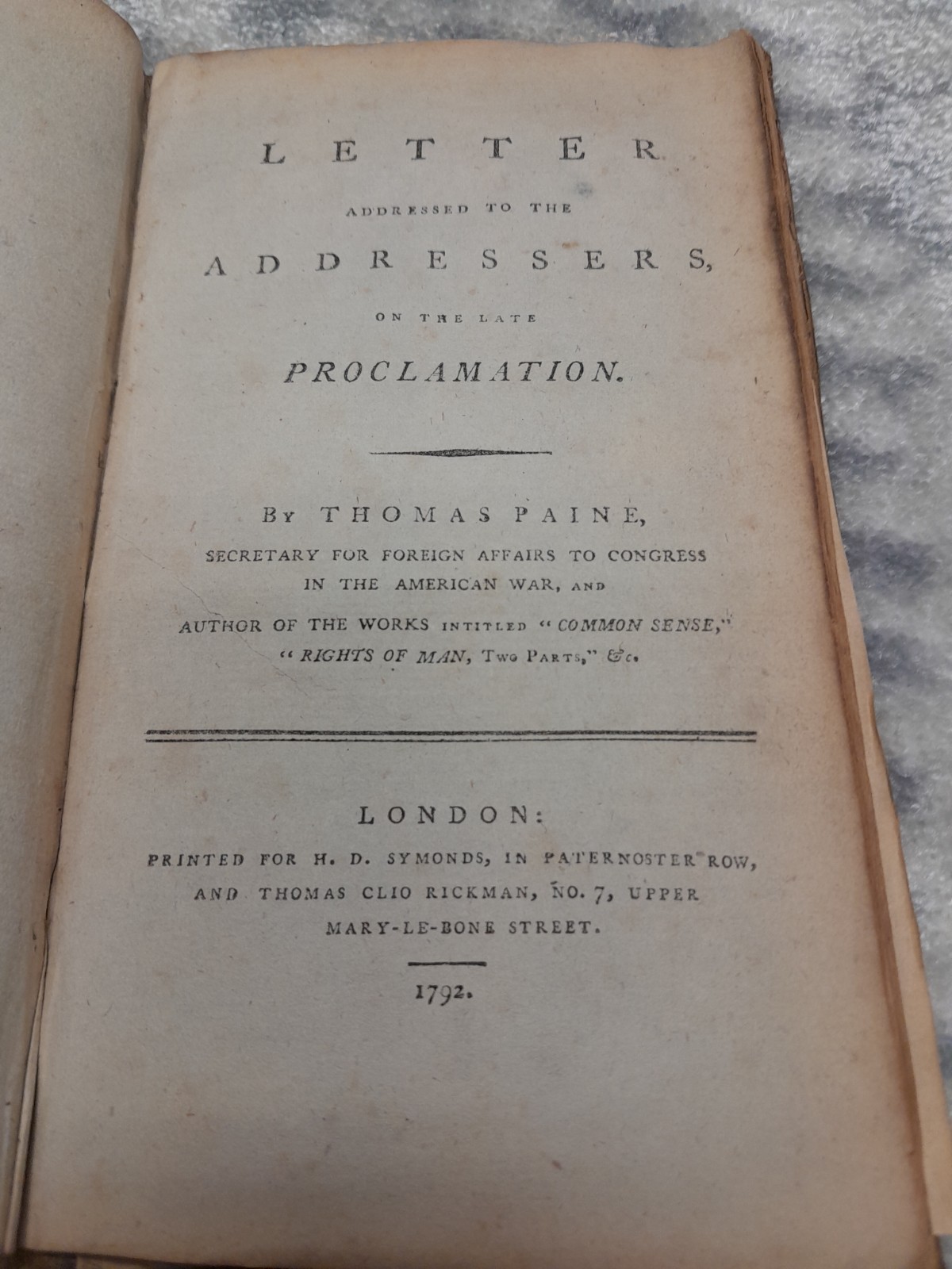 Thomas Paine 1792 first edition bound in calf, Common Sense, Rights of Man, +