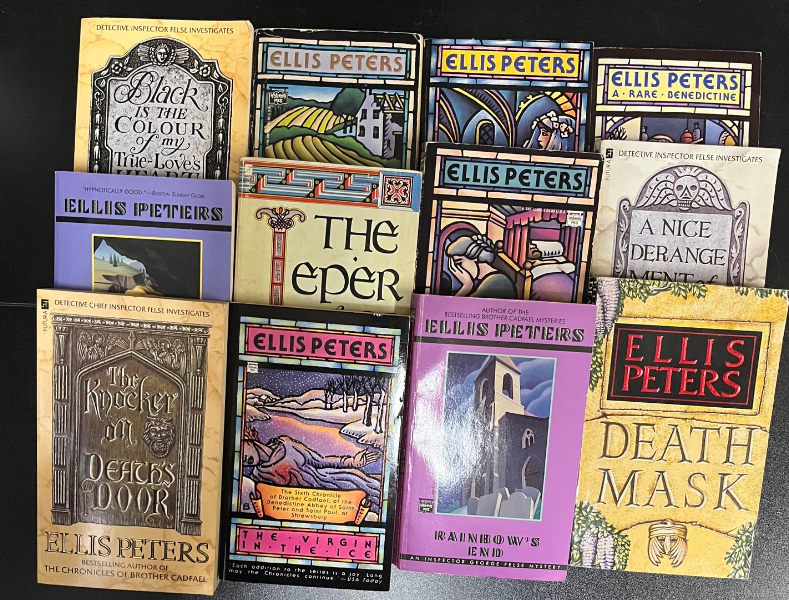 Ellis Peters lot of 12 MMPB includes Monk’s Hood, The Potter’s Field, Death Mask