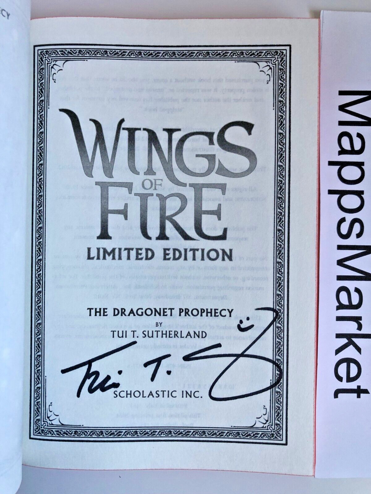SIGNED The Dragonet Prophecy (Wings of Fire 1) Tui T. Sutherland LIMITED EDITION