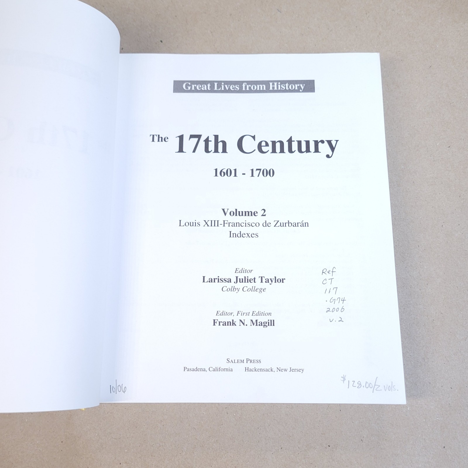 Great Lives from History: The 17th Century, 1601-1700 2 VOL SET