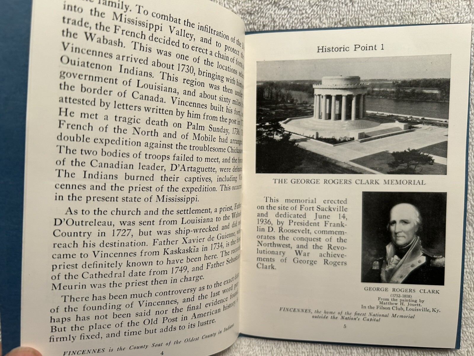 Vtg. Book Tourist Guide To Historic Vincennes IN 40 Pages Illustrated 1947 W/Map