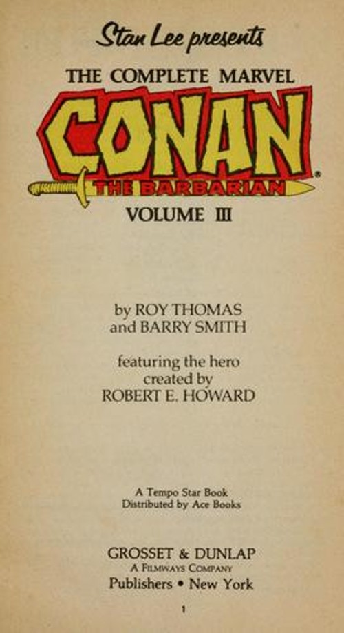 Conan 04/barbar/comic Mass Market Paperbound Roy Thomas