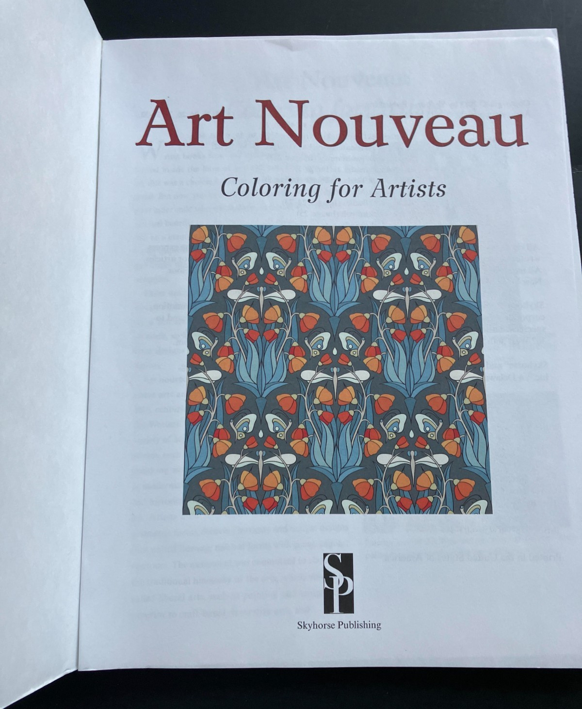 Art Nouveau: Coloring for Artists by Skyhorse Publishing (2015, Trade Paperback)