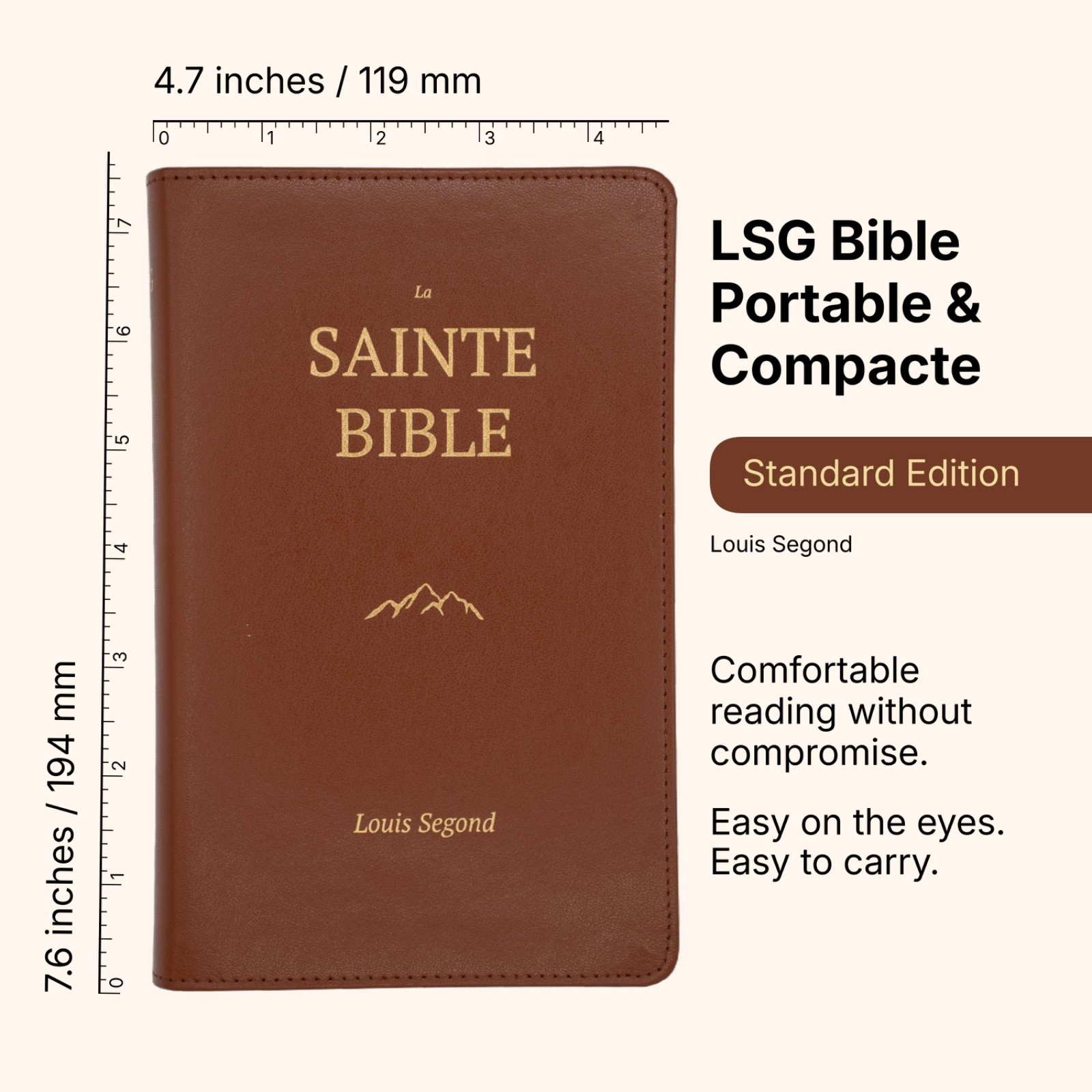 Louis Segond French Bible Medium Print – Compact LSG Bible Marron by SP