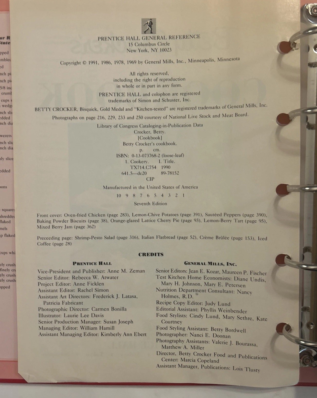 Betty Crocker 40th Anniversary 5 Ring Binder Hardcover Cookbook 432 Pages 1991