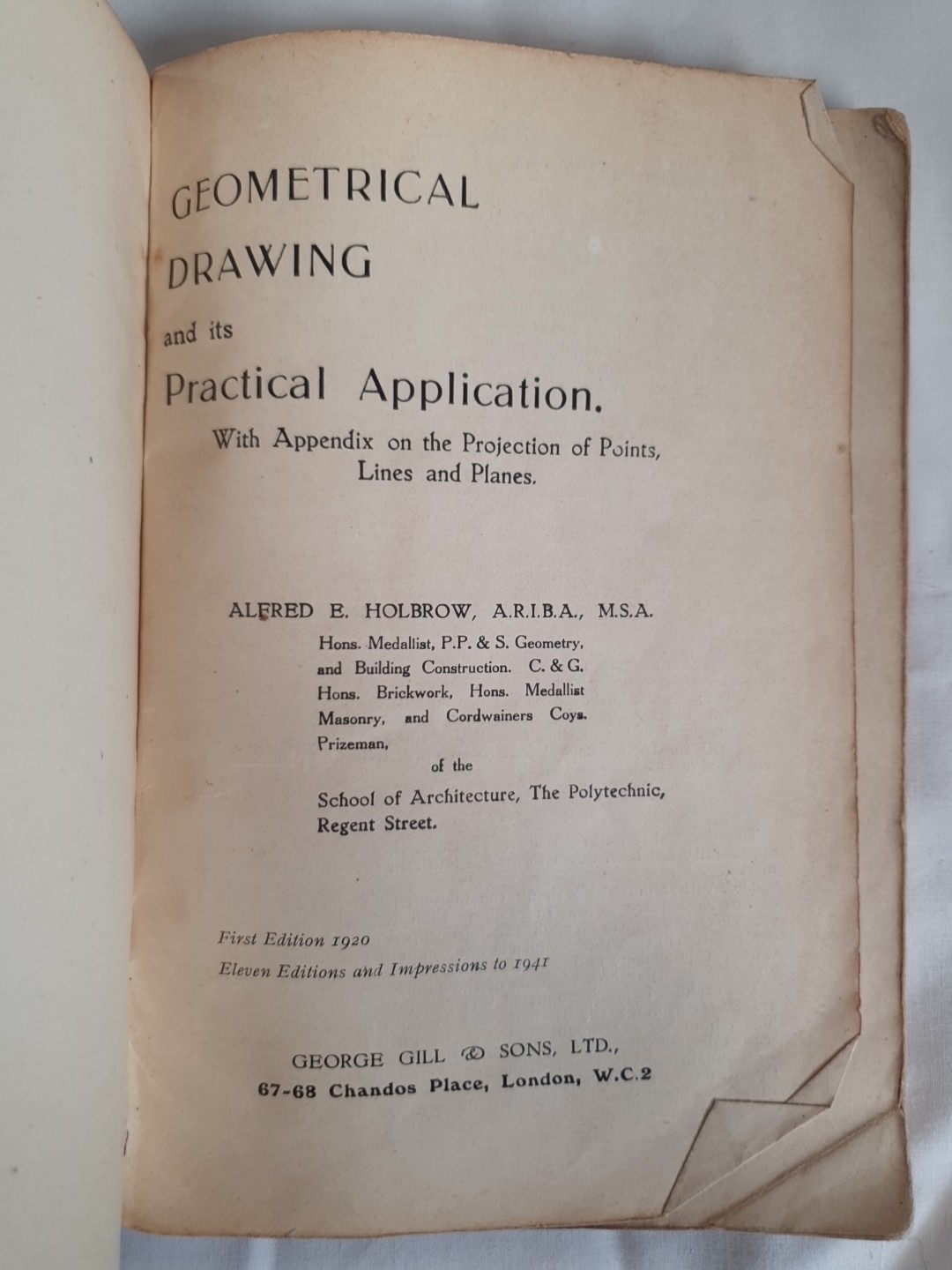 Geometrical Drawing Practical Application Holbrow 1941 Paperback