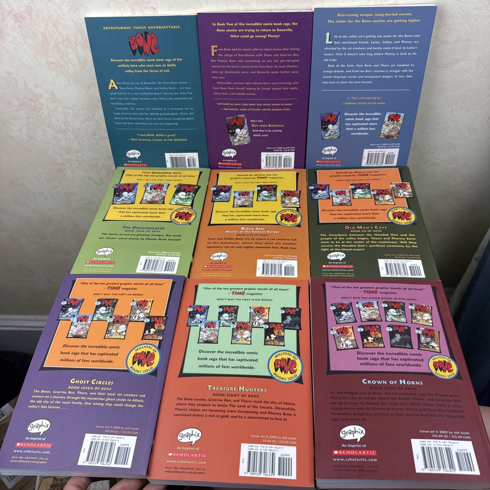 Complete Set 1-9 Graphic Novel BONE Jeff Smith PB Scholastic Graphix Color
