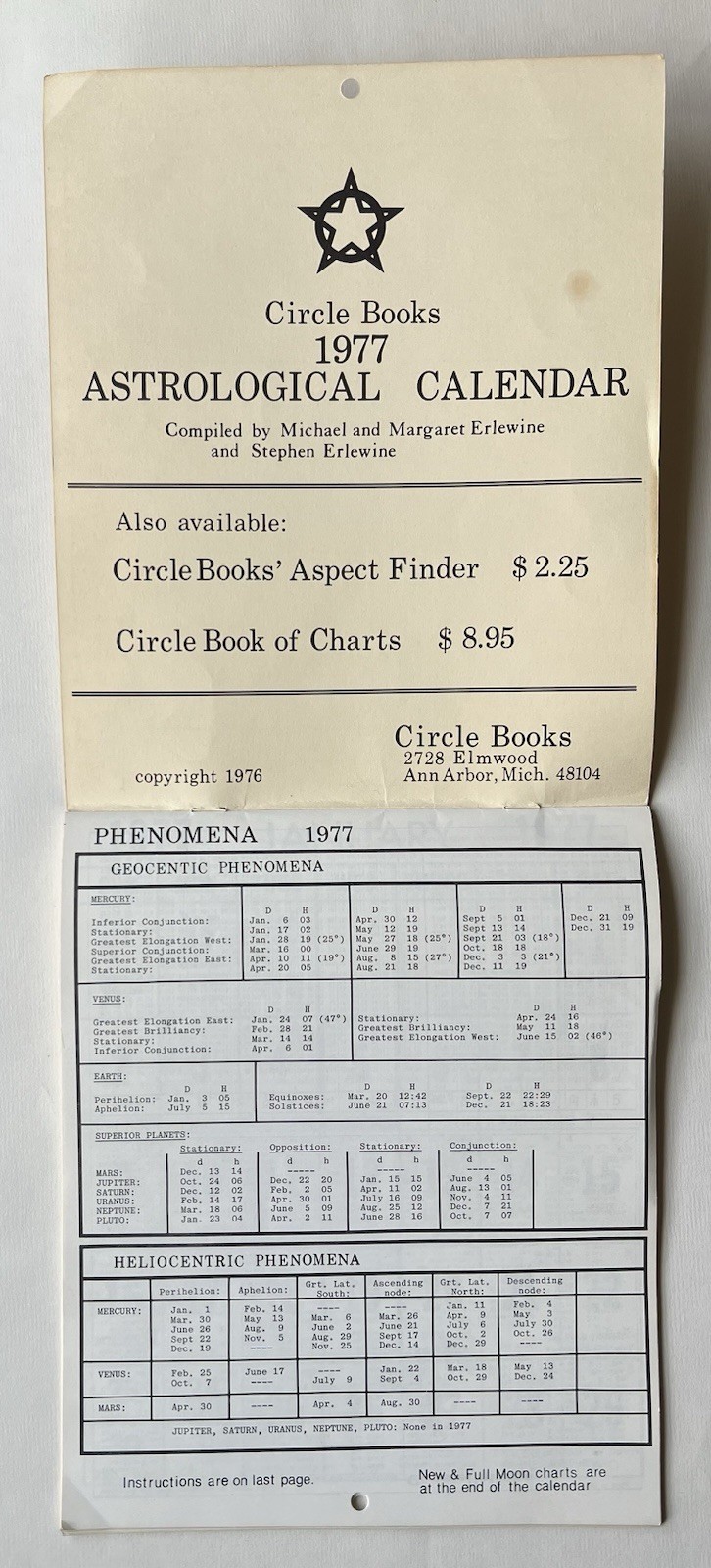 Vintage Astro*Carto*Graphy Astrology Circle Books Computer Calculations Calendar