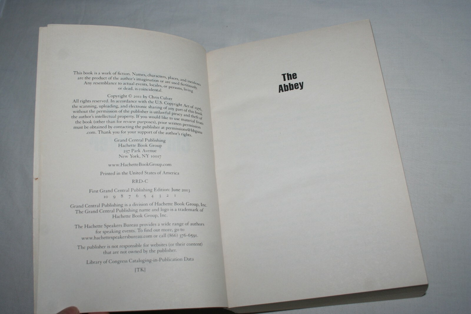 The Outsider & The Abbey an ash rashid novel Advanced Reading Copy Chris Culver
