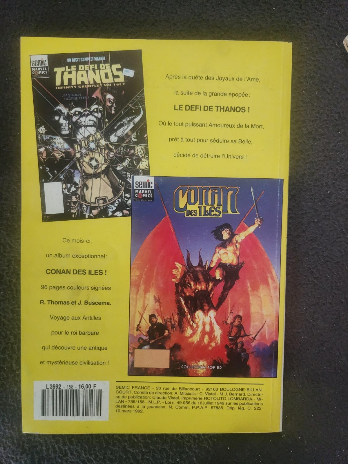 Marvel Titans No. 158 French Edition 1992-Excellent Condition-Very Nice!