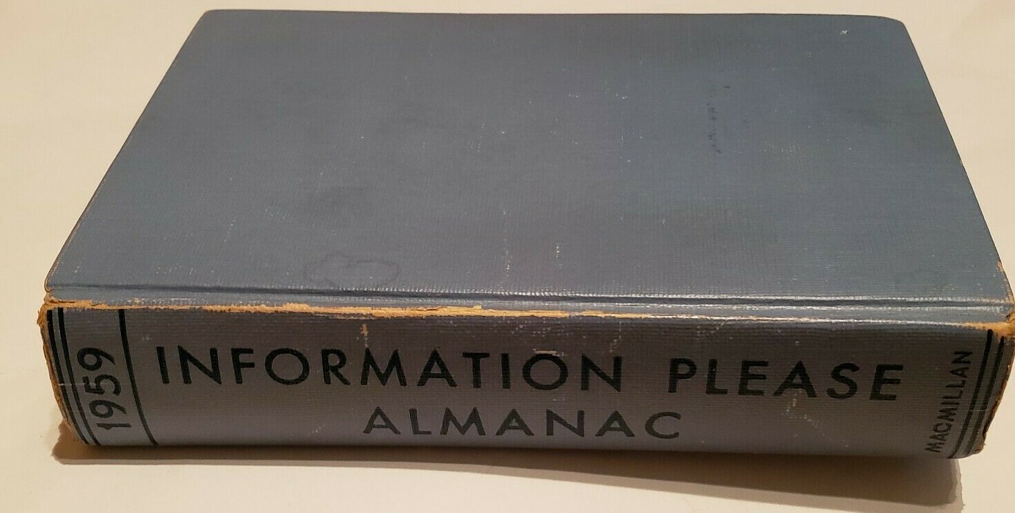 1959 Information Please Almanac Dan Golenpaul Macmillan Company 1950s Book