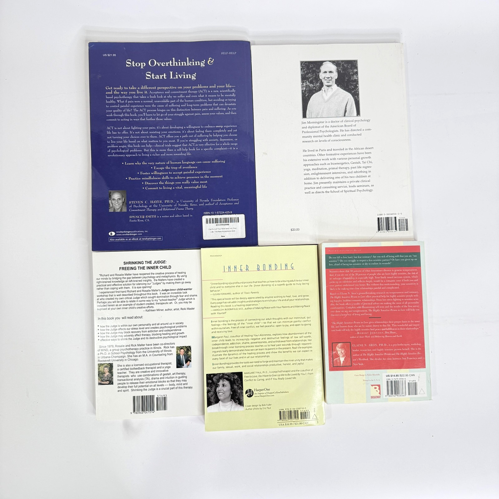 Lot 5 Psychology Self-Help Books Hayes Morningstar Malter Paul Aron PB Set