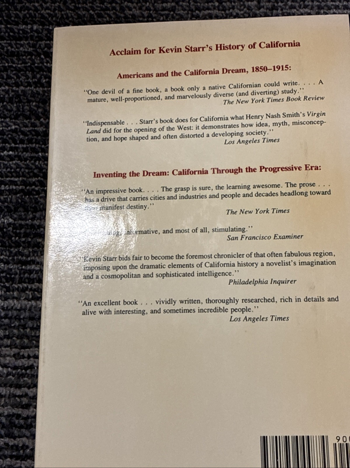 MATERIAL DREAMS by Kevin Starr HBDJ 1990 First Edition