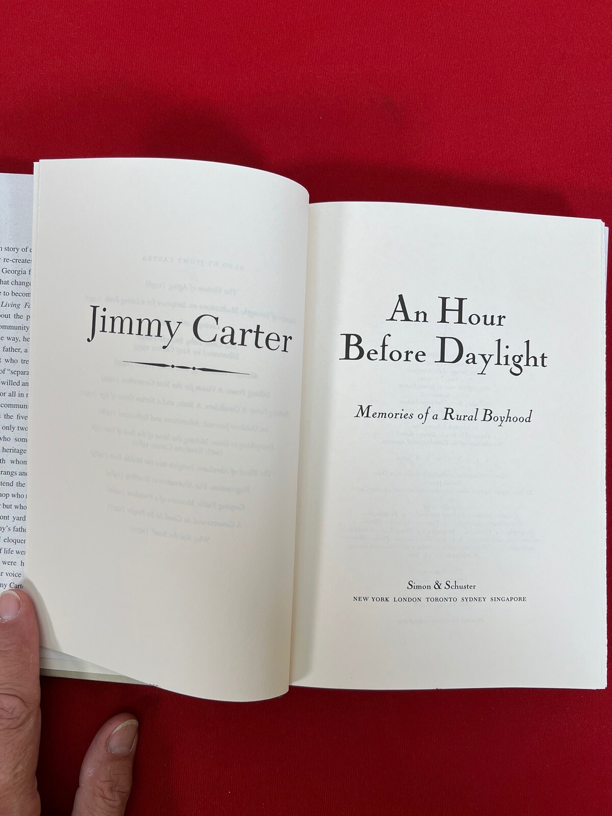 Jimmy Carter SIGNED ‚An Hour Before Daylight: Memories of a Rural Boyhood‘ 2001