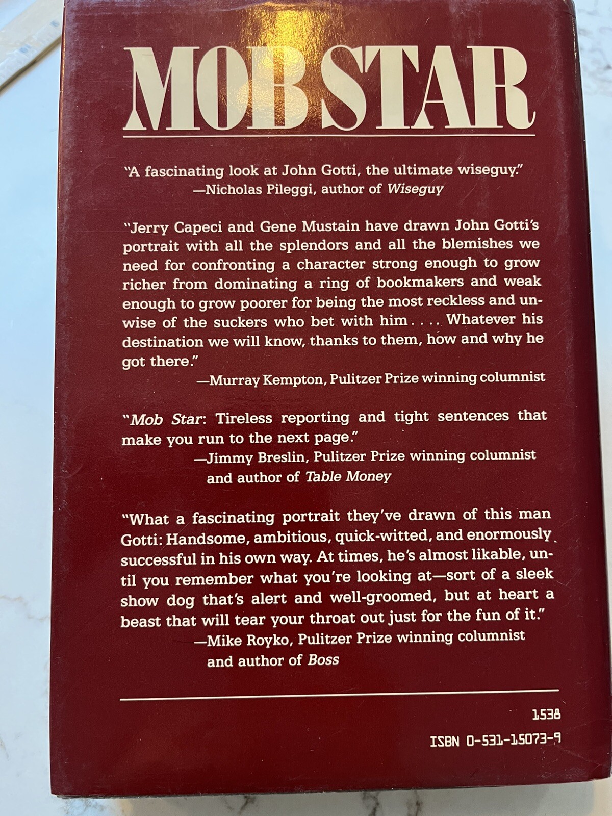 MOB STAR The Story of JOHN GOTTI by G. MUSTAIN & J. CAPECI HC DJ 1st Ed EUC