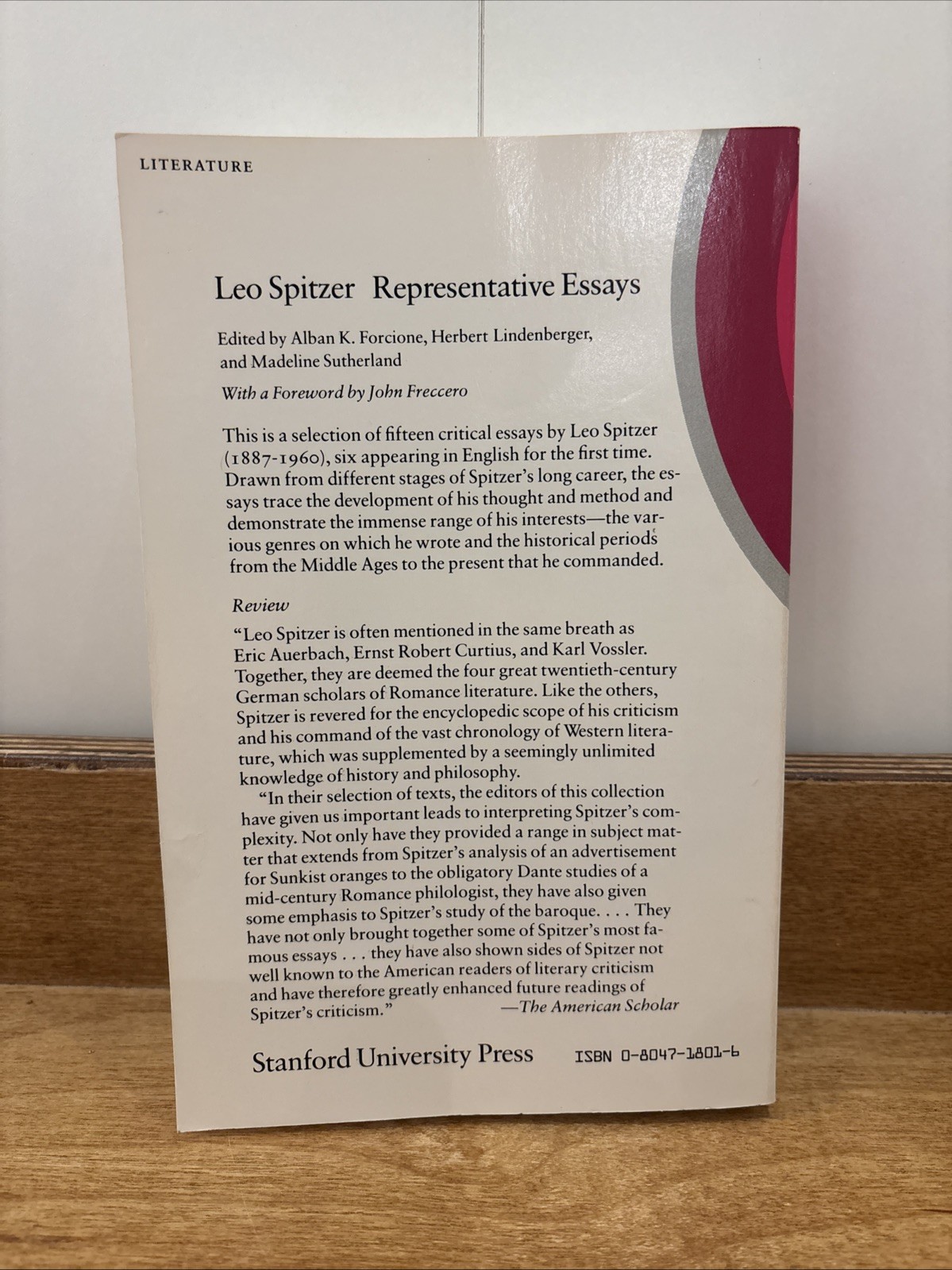 Leo Spitzer : Representative Essays Stanford Press Paperback (3)
