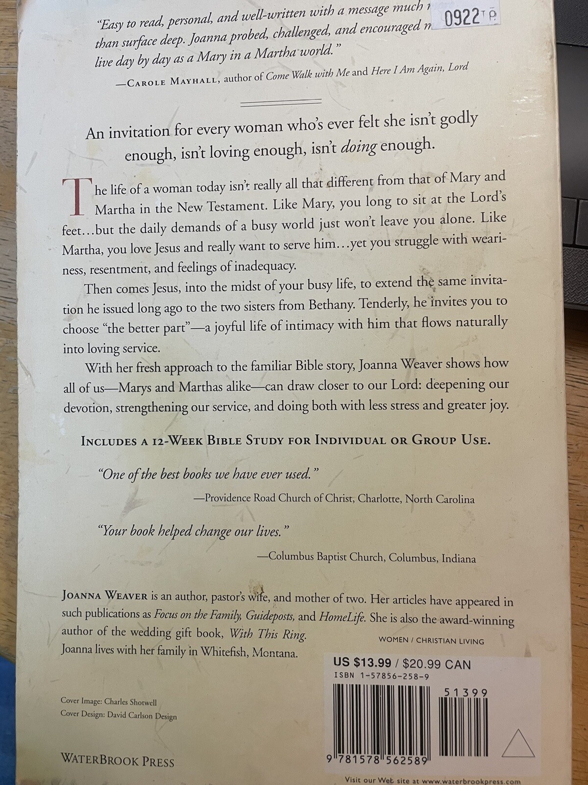Religion Paperback: Having a Mary Heart in a Martha World by Joanna Weaver 2006
