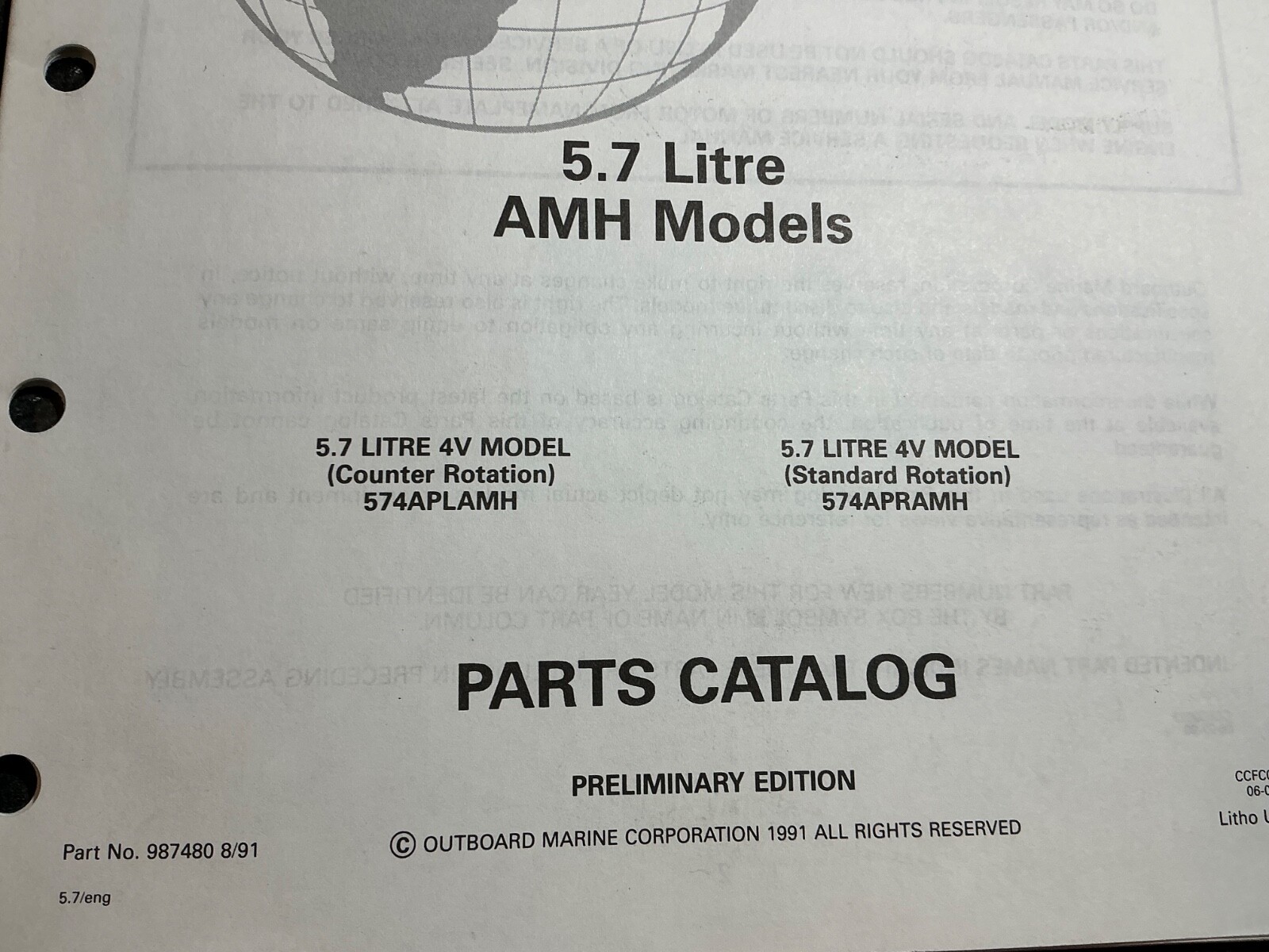 1992 OMC Cobra 5.7L 4V 350 GM V8 AMH Stern Drive Models Parts Catalog