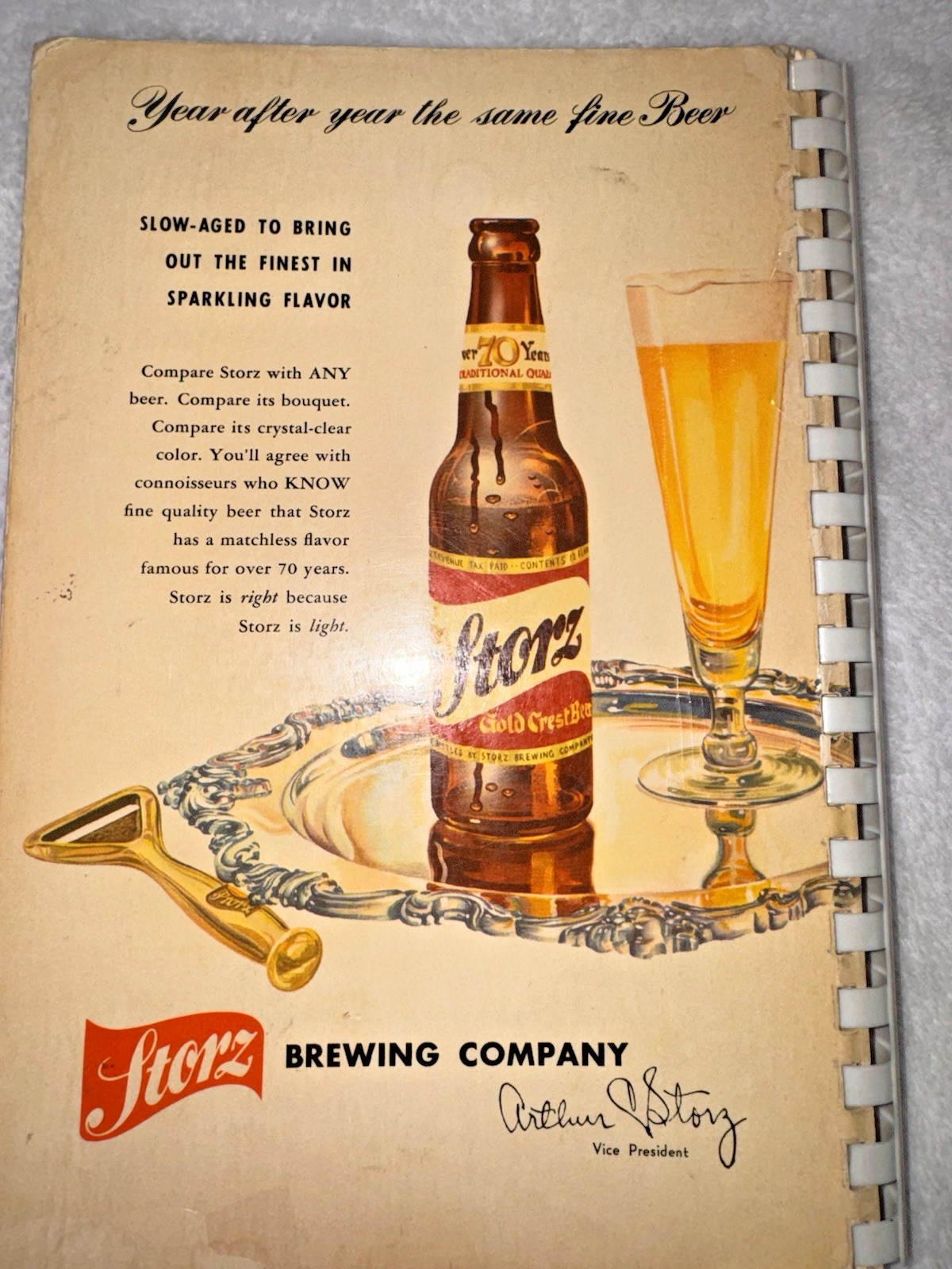 1949 Nebraska Storz Beer Cookbook Omaha6.5×9 inches 194pp 4th addition