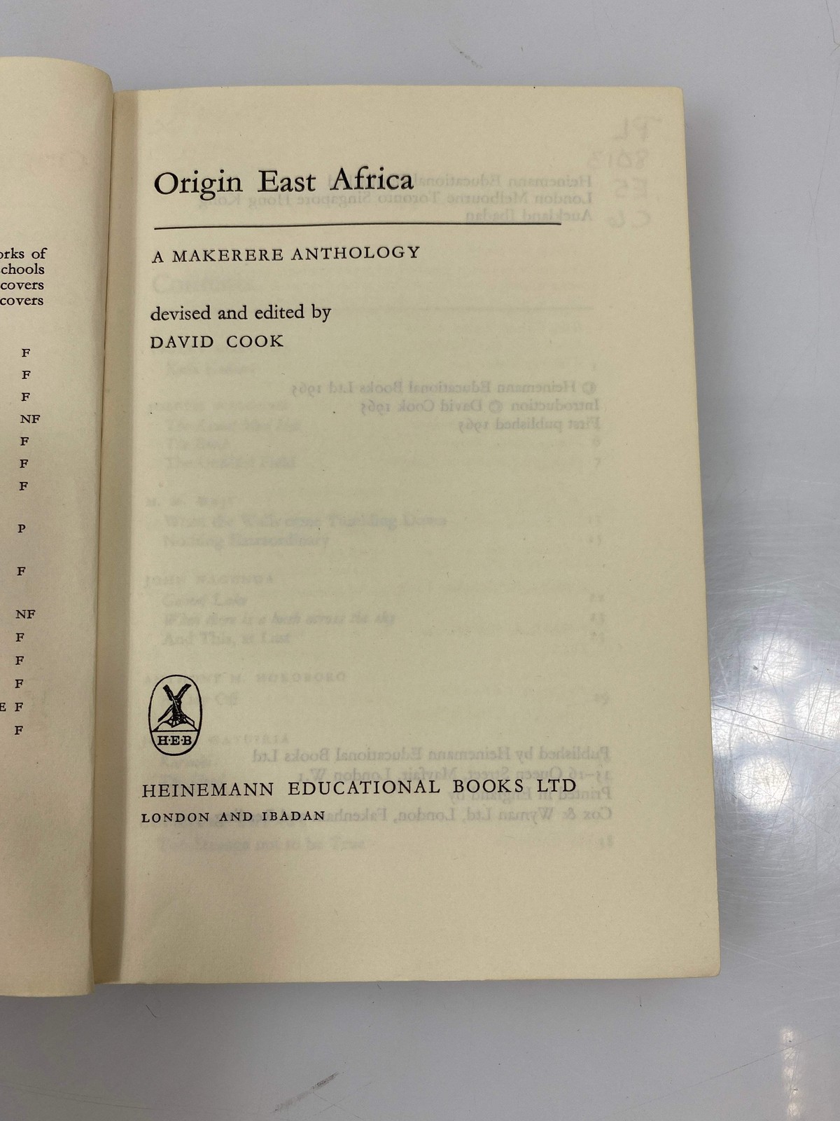 Origin East Africa Makerere Anthology Ex-library 1965 SC