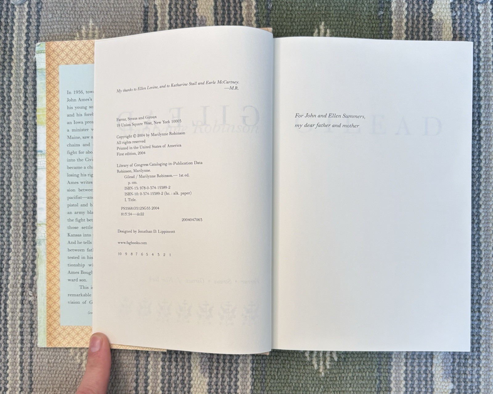 Gilead by Marilynne Robinson — First Edition, First Printing (2004)