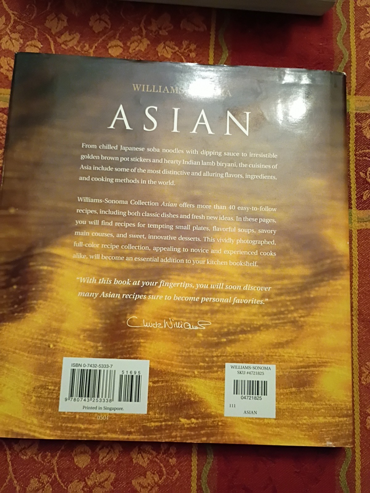 Asian by Williams-Sonoma Cookbook Recipes Hardcover Book