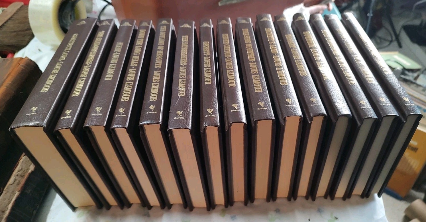 Louis L’Amour Collection 15 Vol Hardcover Set Bantam Westerns Faux Leather