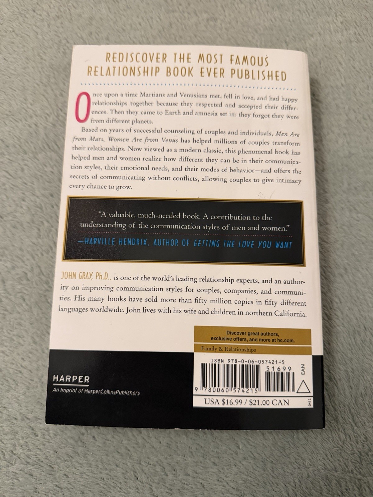 Men Are from Mars Women Are from Venus John Gray Paperback Harper 20th Anniv