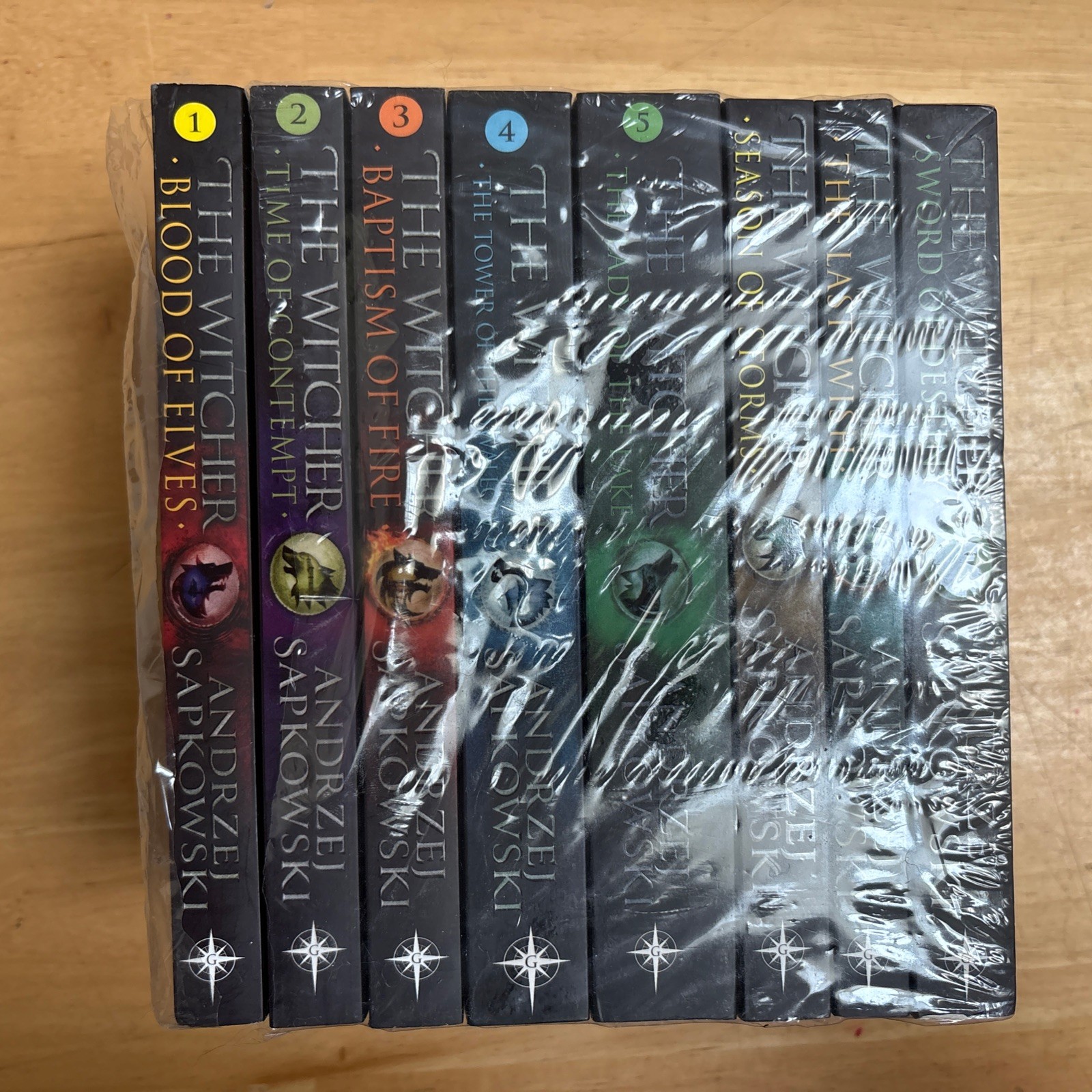 The Witcher Boxed Set, Andrzej Sapkowski, 8 books, Complete Series. Package Torn