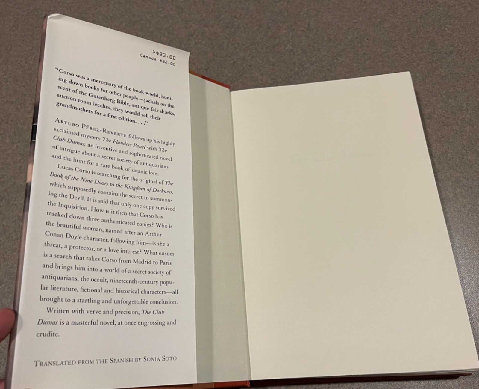 The Club Dumas by Arturo Pérez-Reverte (First Edition, 2nd Printing Hardcover)