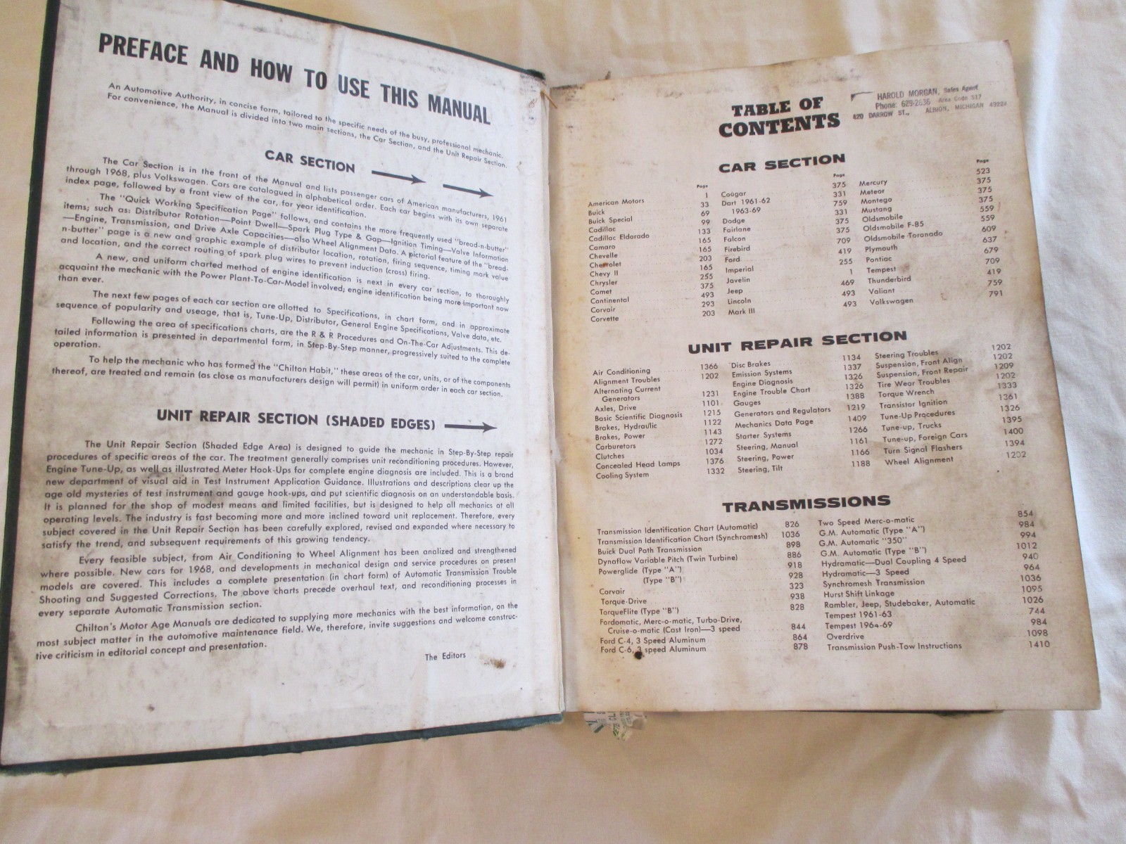 Vintage Chilton 1969 Motor Age Auto Repair Manual Hard Cover. Pro. Edition