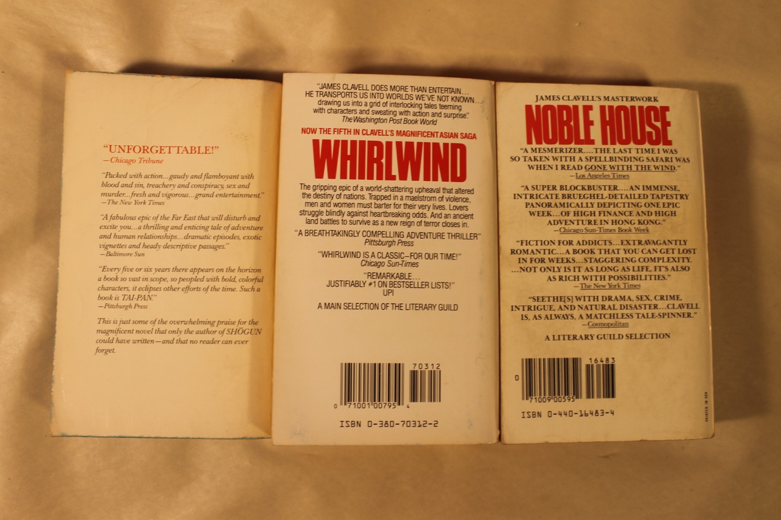 Tai Pan, Noble House & Whirlwind by James Clavell