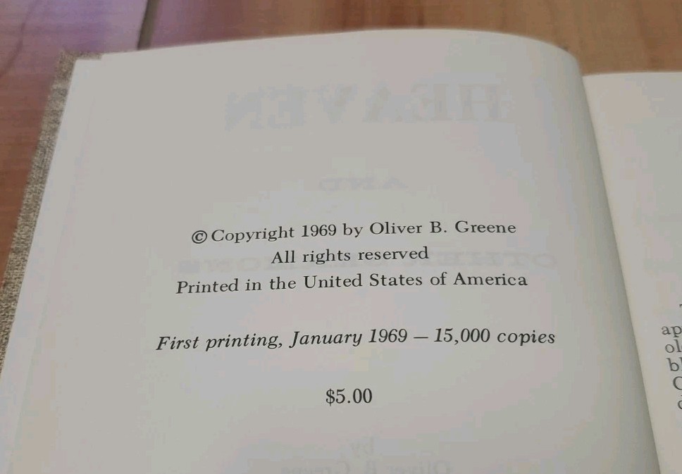Heaven and Other Sermons by Oliver B. Greene 1969 First Printing Hard Cover