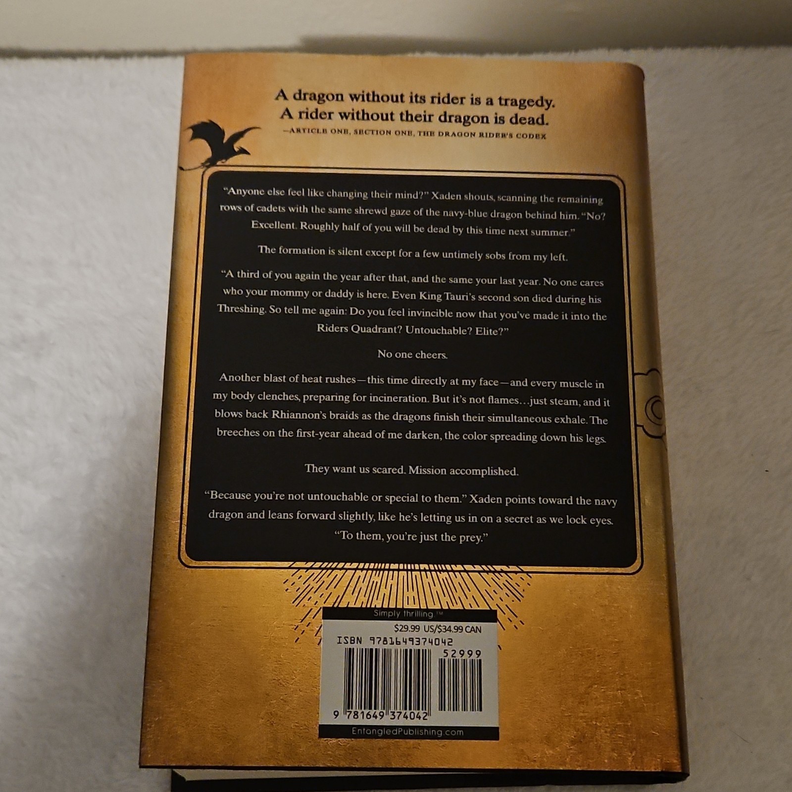 Rebecca Yarros Fourth Wing Hardcover Novel, The Empyrean Ser., Fantasy Dragons