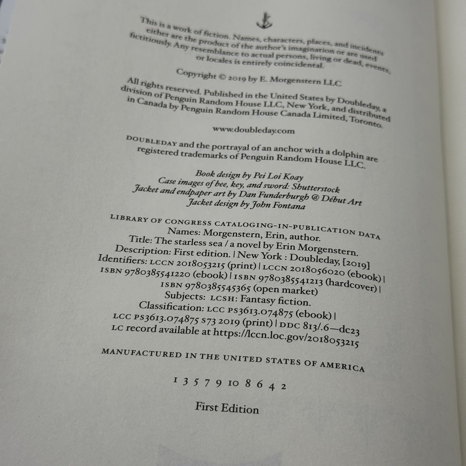 Erin Morgenstern The Starless Sea 1st Edition 1st Printing
