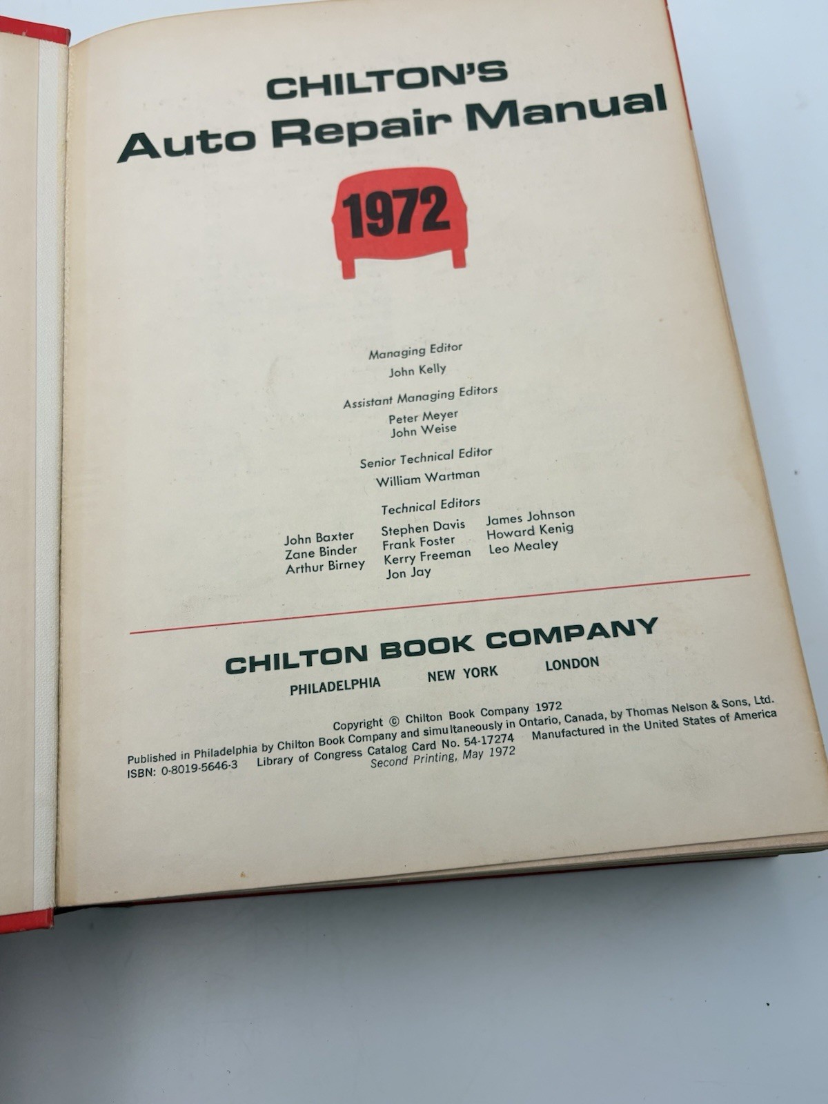 Chilton’s Auto Repair Manual 1972 American Cars 1965-72 Illustrated