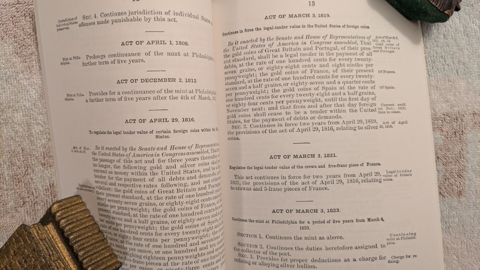 David Ganz, COINAGE LAWS OF THE UNITED STATES, 1792-1894, 1990, PB, 77 Pages